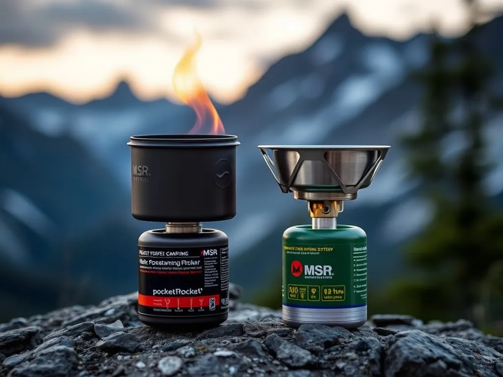 the MSR Pocket Rocket 2 portable campstove sitting on a rock