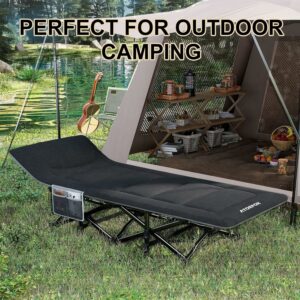 Portable Camping Cot set up outside of a tent
