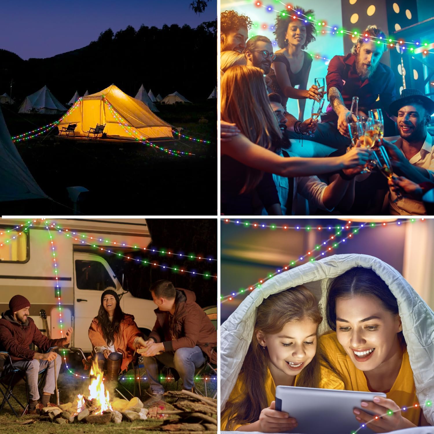 Colorful camp string lights
