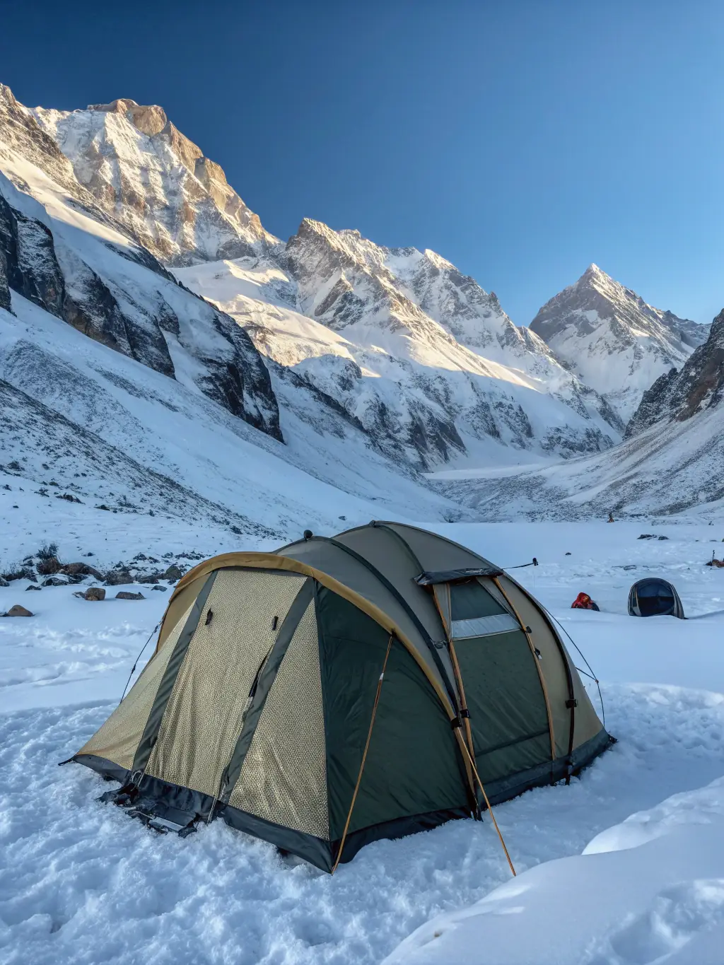 tent camping in winter