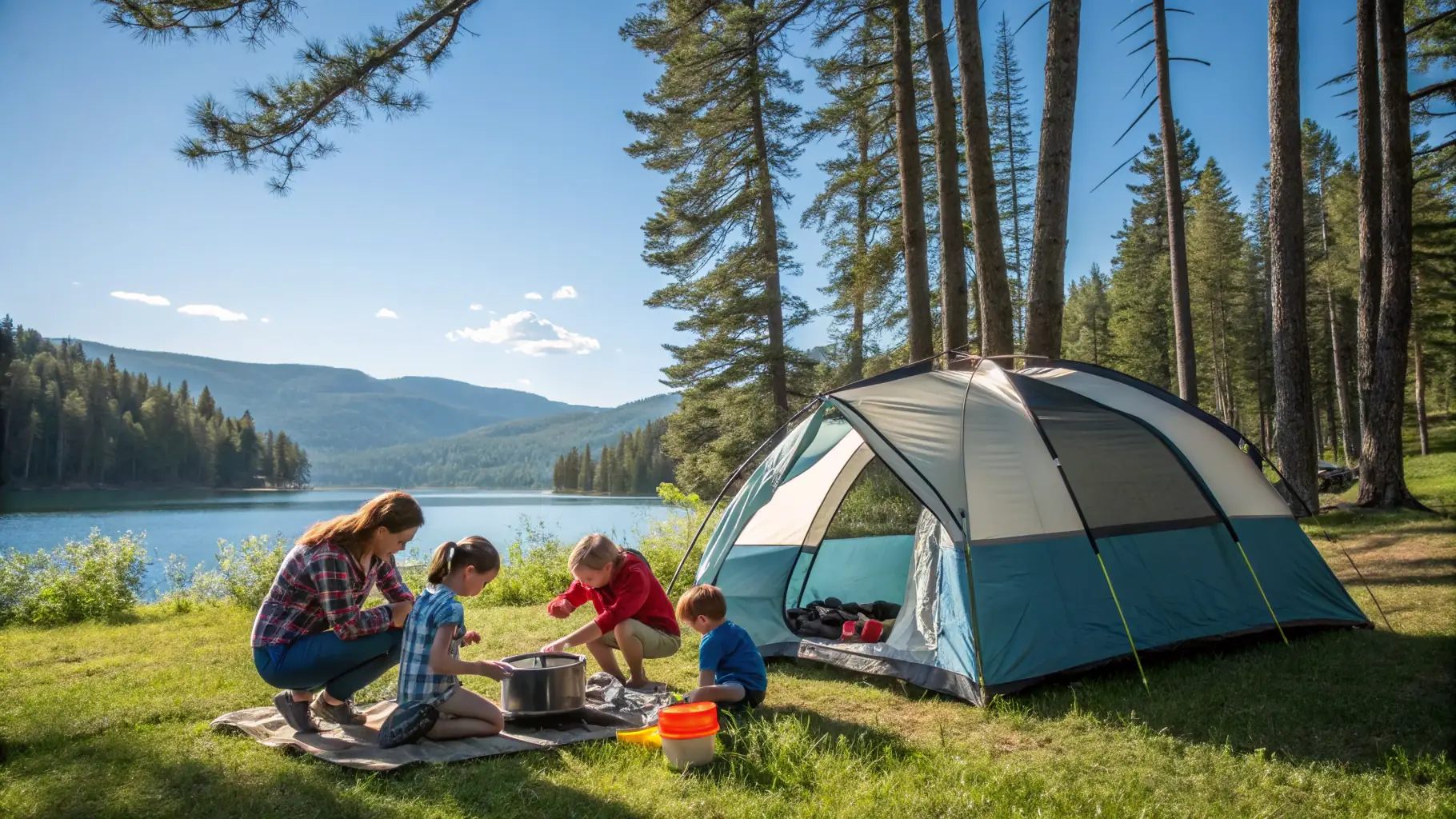 family tent camping